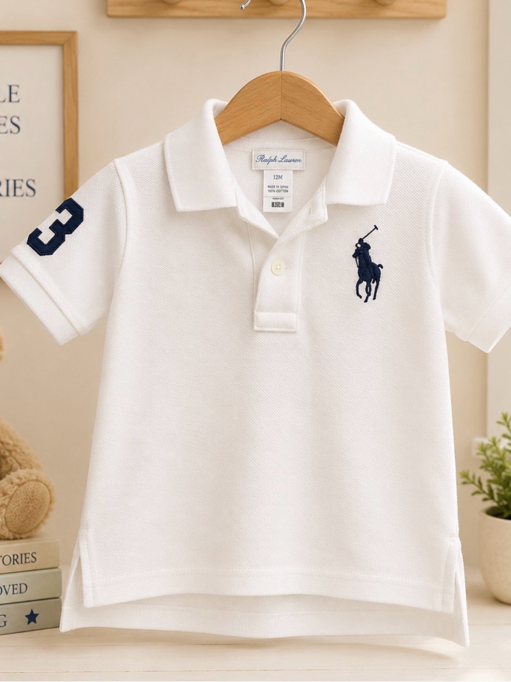 Ralph Lauren White Polo Shirt with Embroidered Logo size 12 months